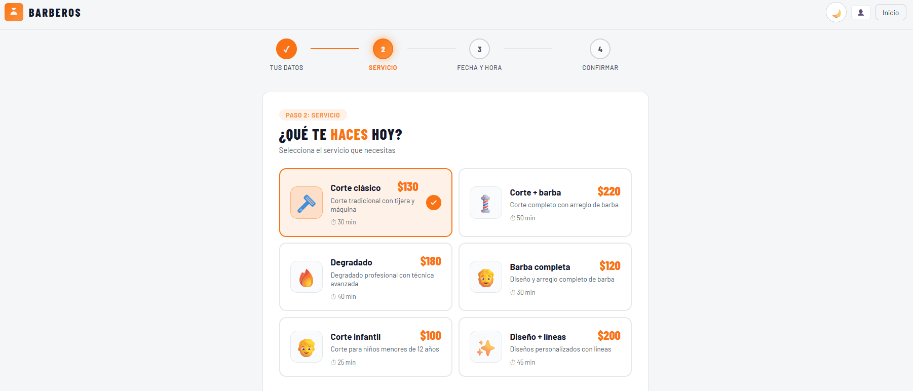 Elige tu servicio